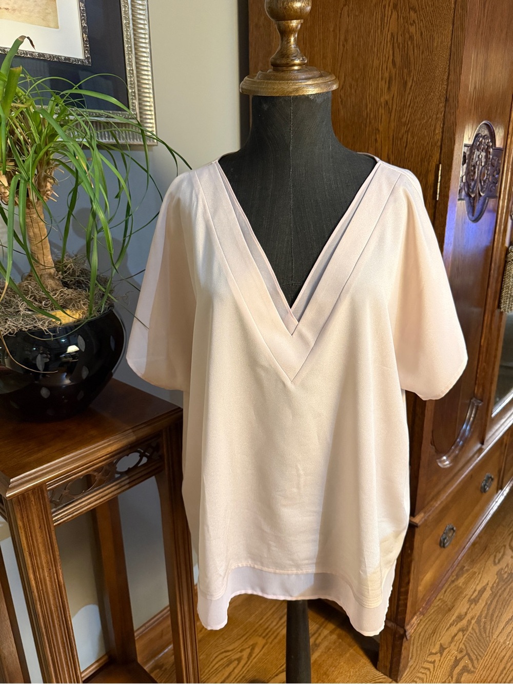 DKNY Soft Blush V-Neck Tunic